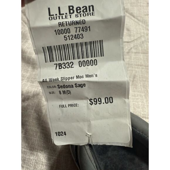 NWOB LL Bean All Week Slippers Loafers Moccasins Fur Suede Mens 8 Sage MSRP $99 - Picture 3 of 9